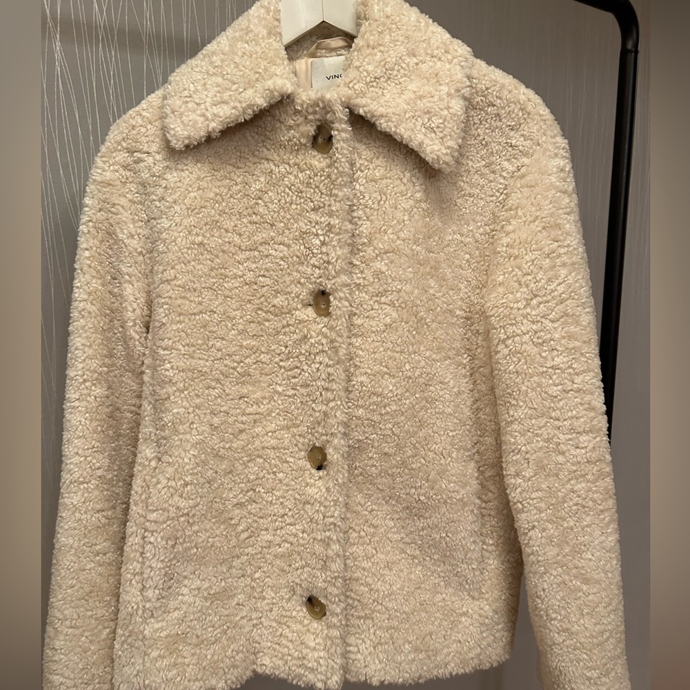 Vince Faux Fur Teddy Jacket Size Small Cream Color